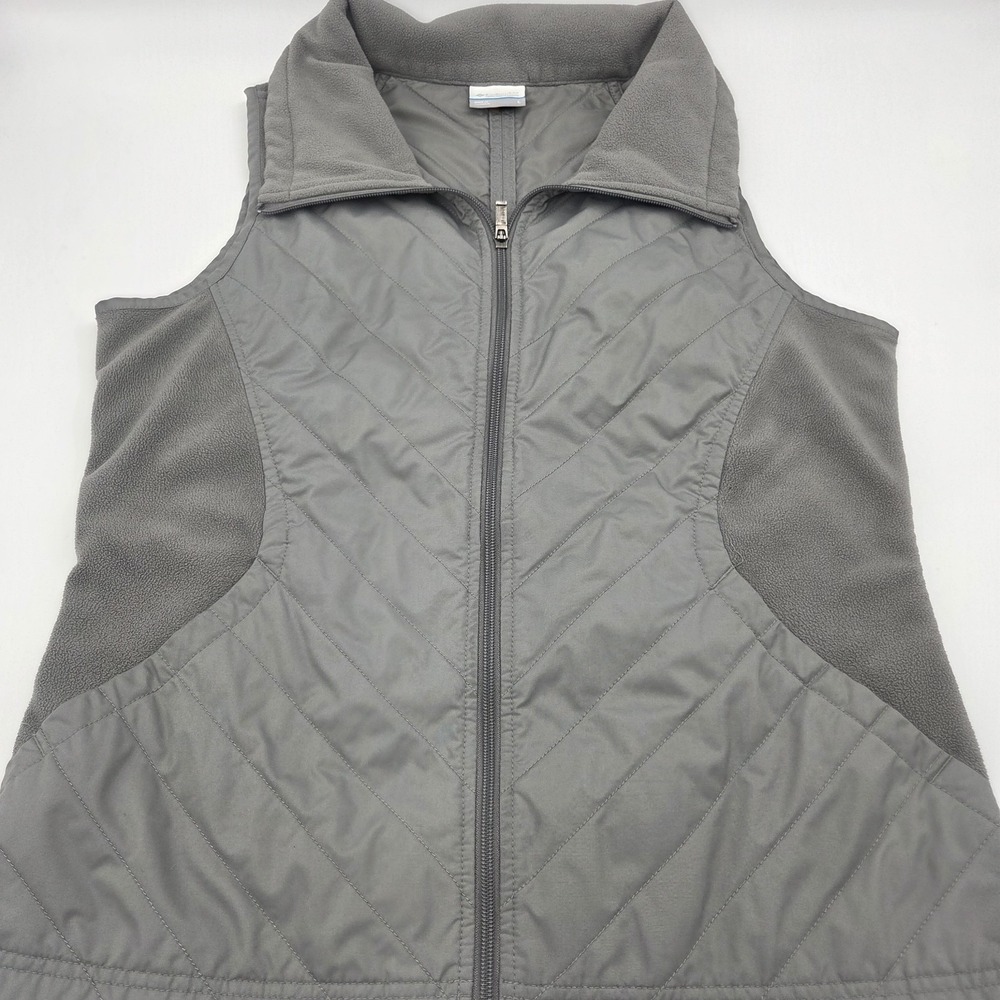 COLUMBIA Lightweight Quilted Vest Women's Large Puffer Gray Full Zip Goose Down